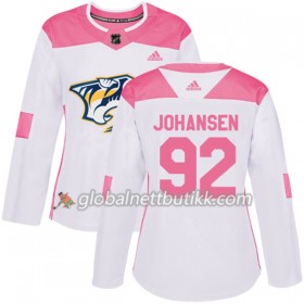 Nashville Predators Hockeydrakt Ryan Johansen 92 2017-2018 Hvit Rosa Fashion Adidas Authentic - Dame